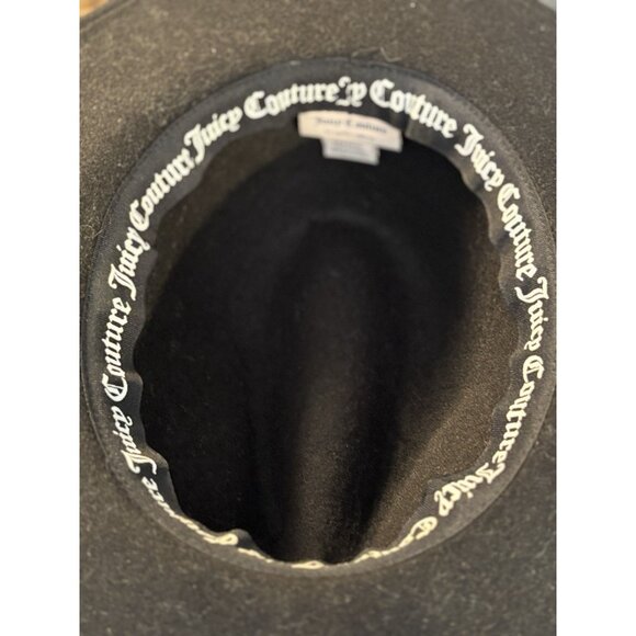 Juicy Couture Black Velour Cowboy Hat Rodeo OSFM Leopard Print Band Y2K Boho - Picture 5 of 6